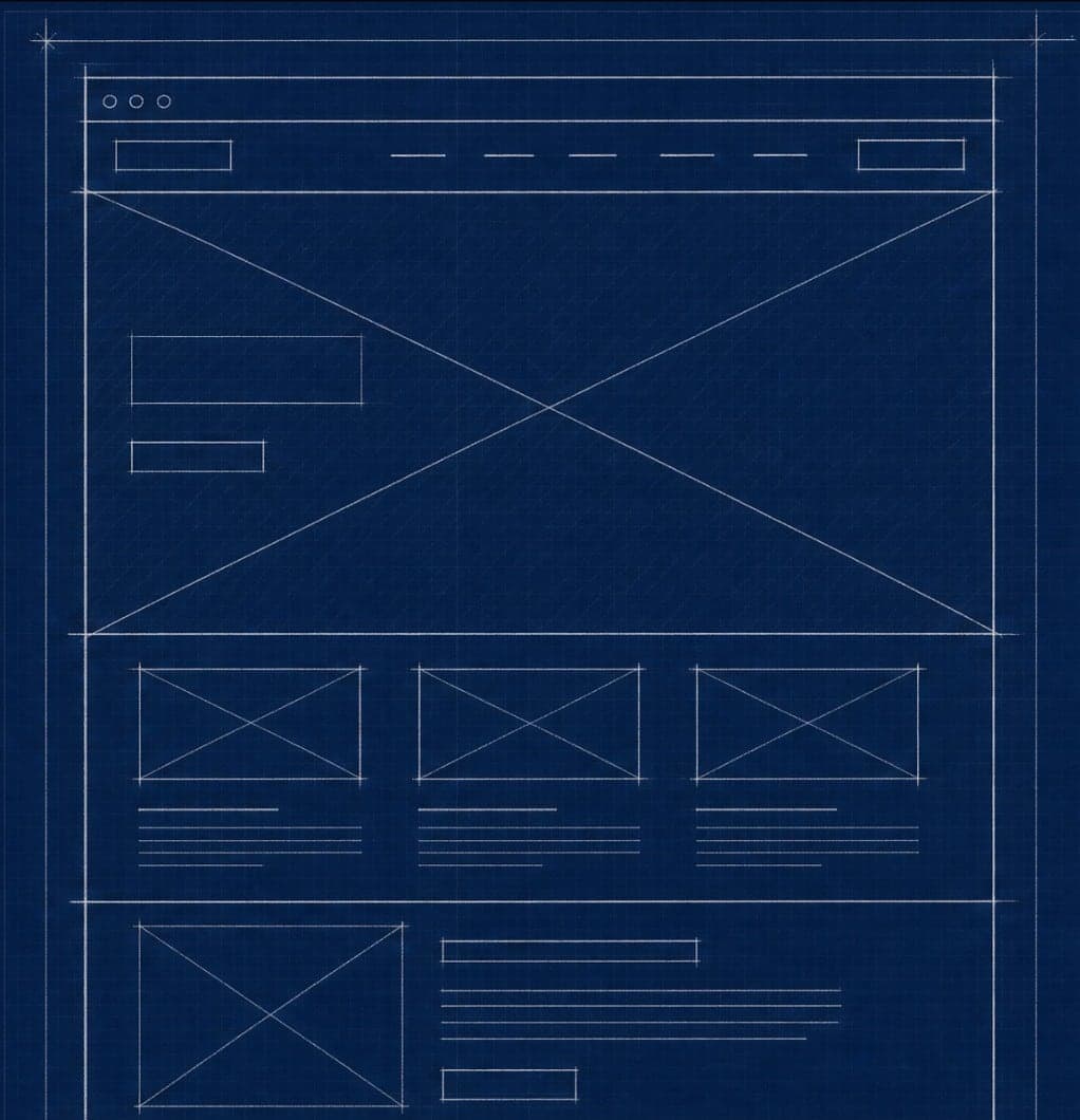 Blauwdruk van een websitewireframe